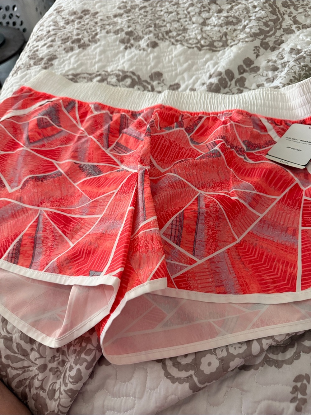 Champion Women’s Coral Red Geometric Athletic Shorts